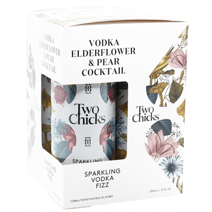 Two Chicks Vodka Fizz (Elderflower & Pear Cocktail) 4PKS - 355 ML